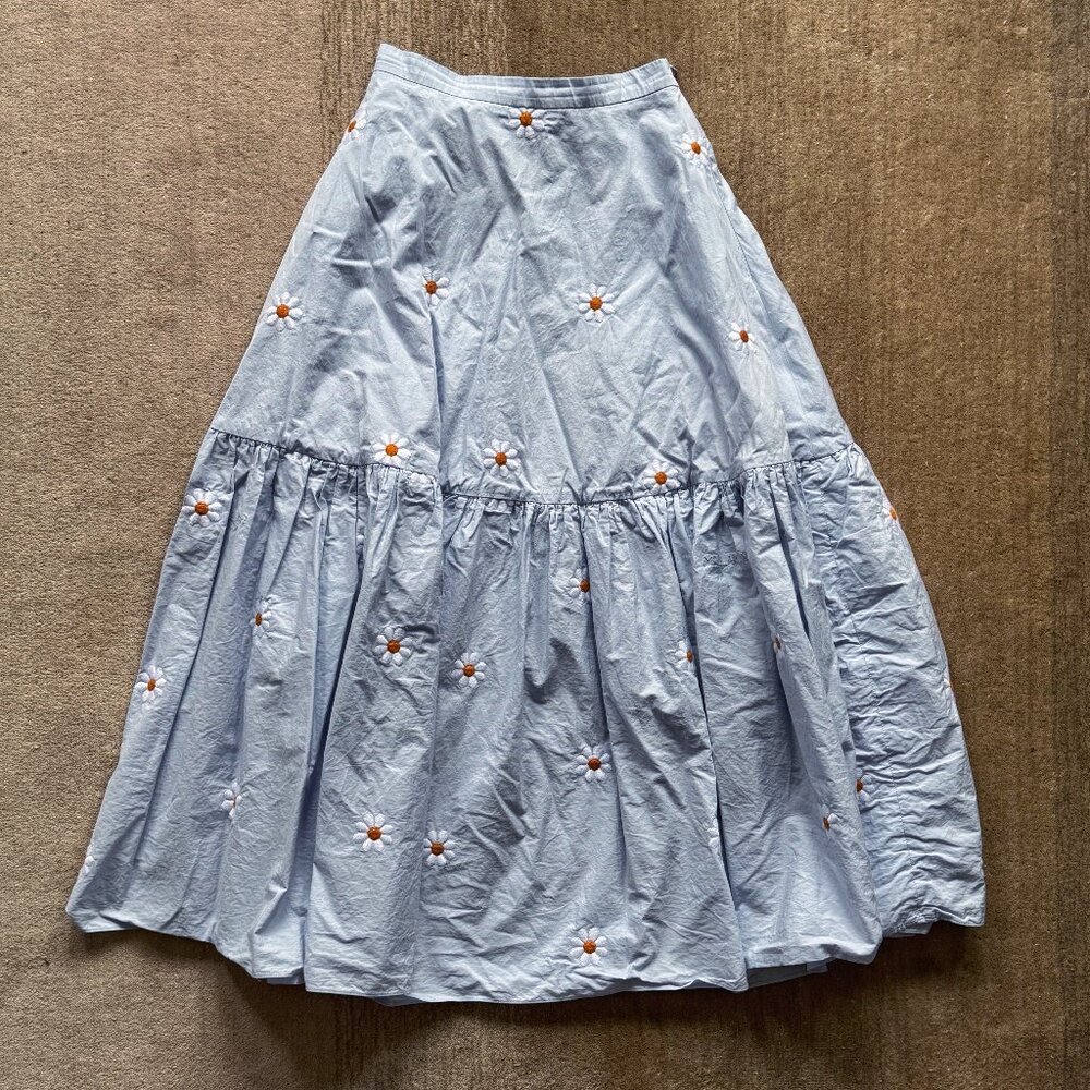 Mr. Larkin blue embroidered flower skirt XS
